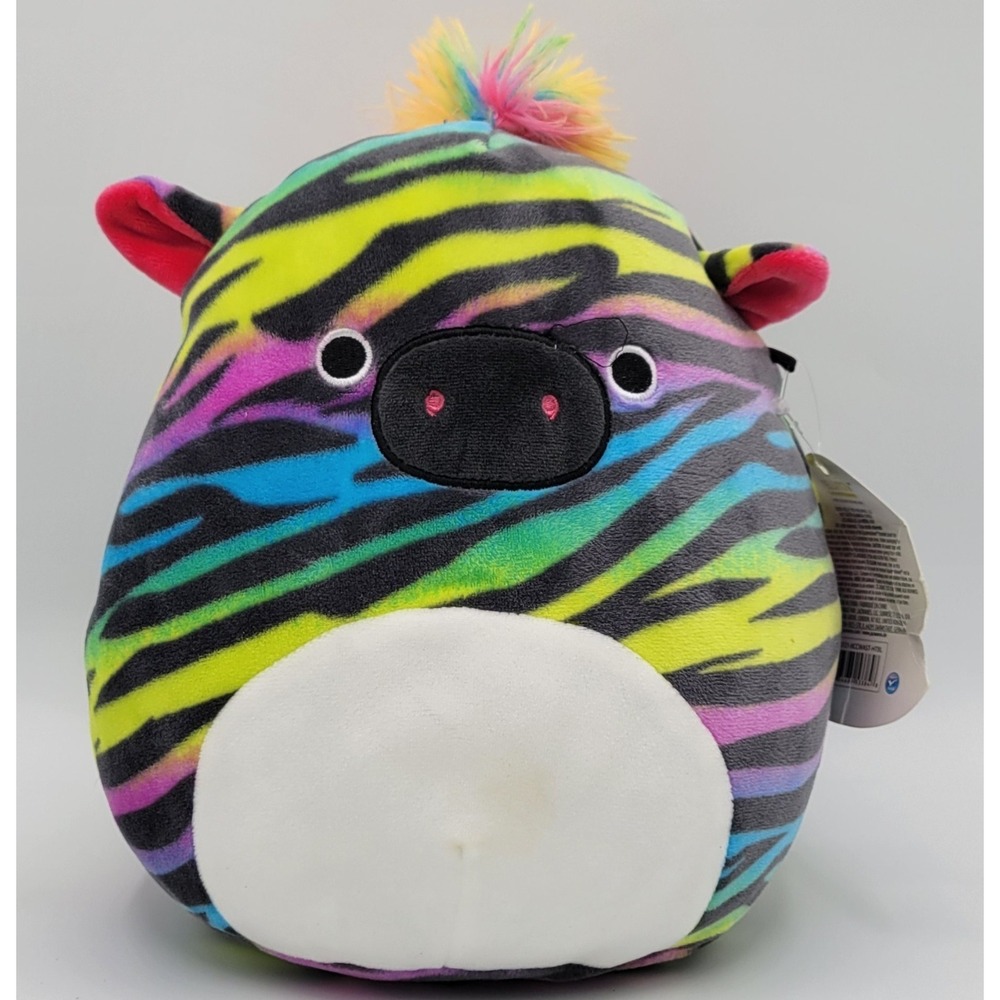 NWT Squishmallows SAFIYAH The Zebra 8" Plush Rainbow Neon Stripe